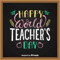 Free vector teachers day concept with lettering