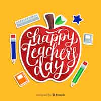 Free vector teachers day concept with lettering