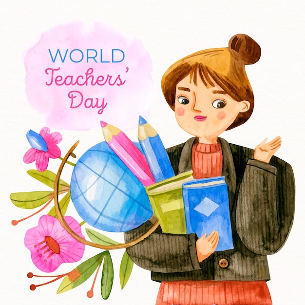Free Vector teachers day drawn