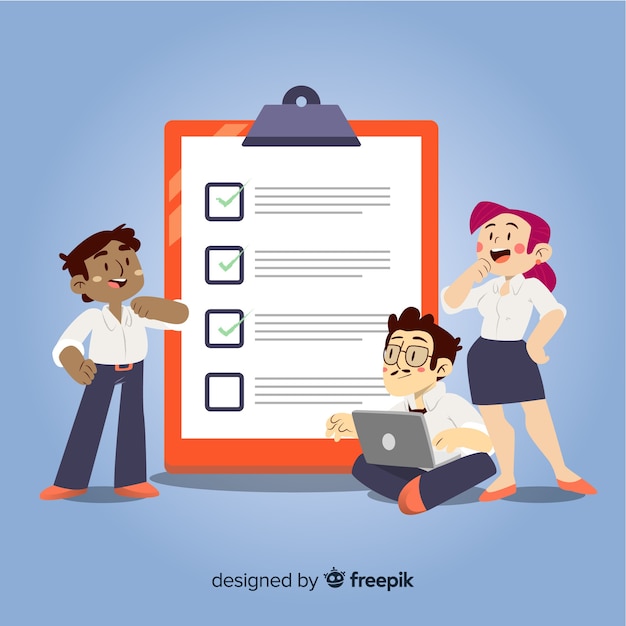 Free vector team analyzing checklist illustration