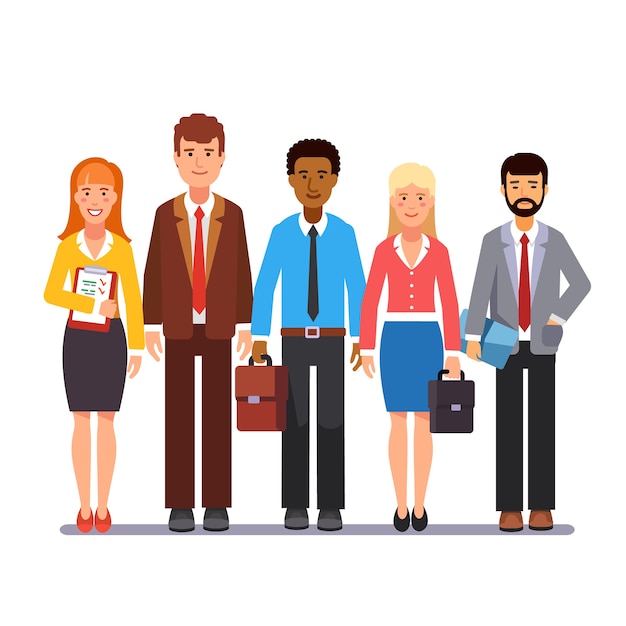 Free vector team of business men and women standing together