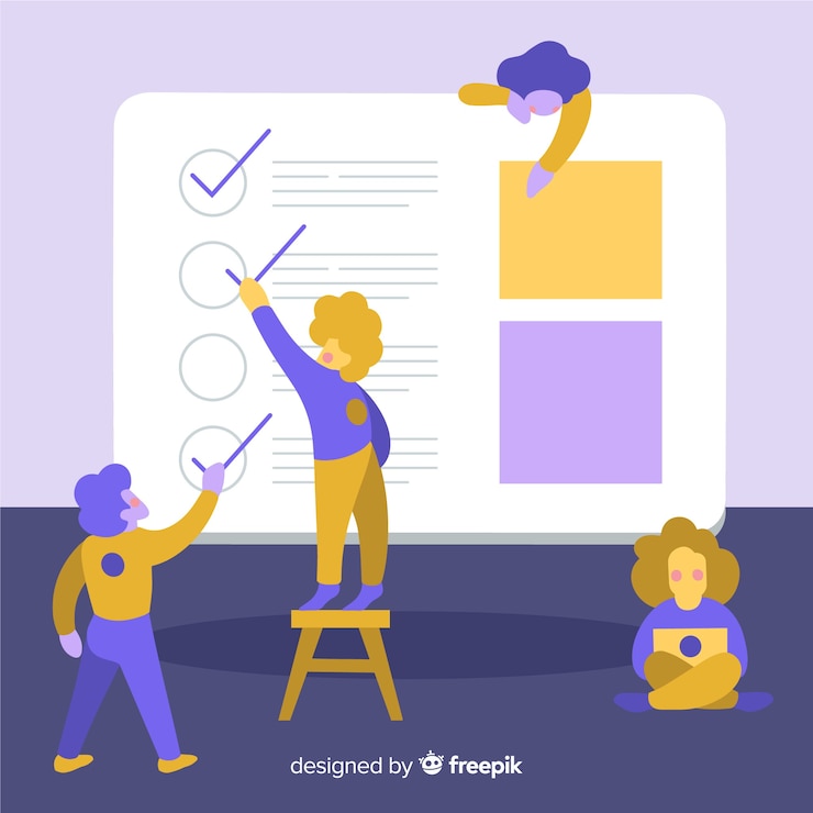 Free Vector team checking giant check list background