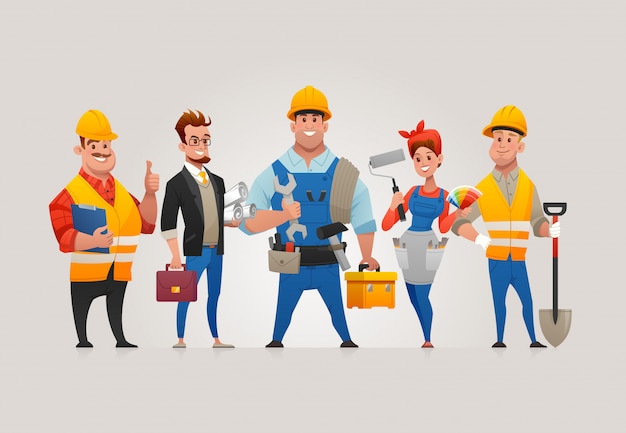 Team of construction workers