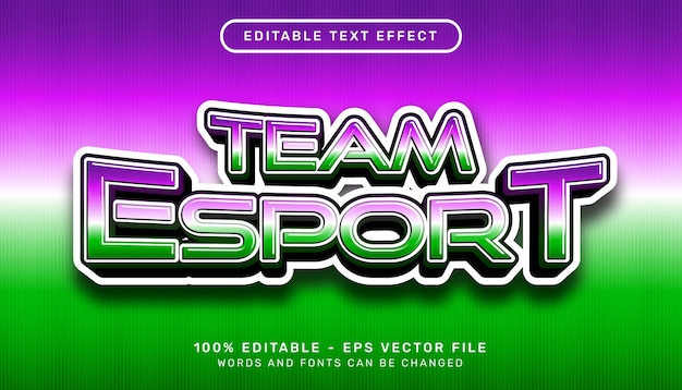 Team esport 3d text effect and editable text effect