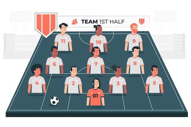 Free vector team lineup concept illustration