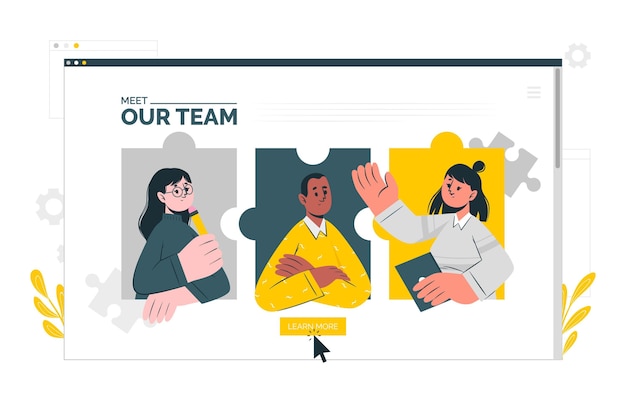 Бесплатное векторное изображение Иллюстрация концепции страницы команды