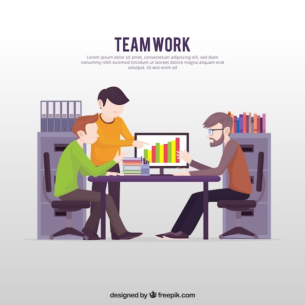 Free vector team work background in flat style