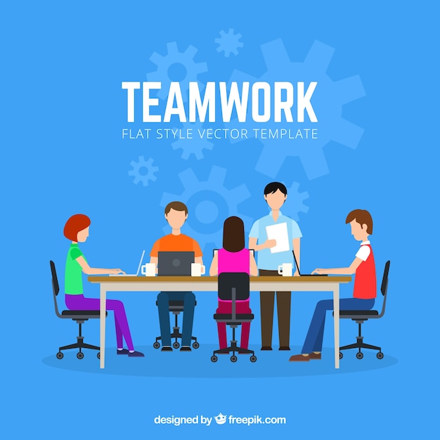 Free vector team work background in flat style