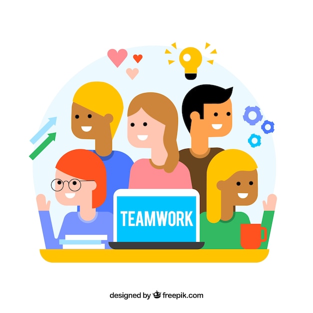 Free vector team work background in flat style