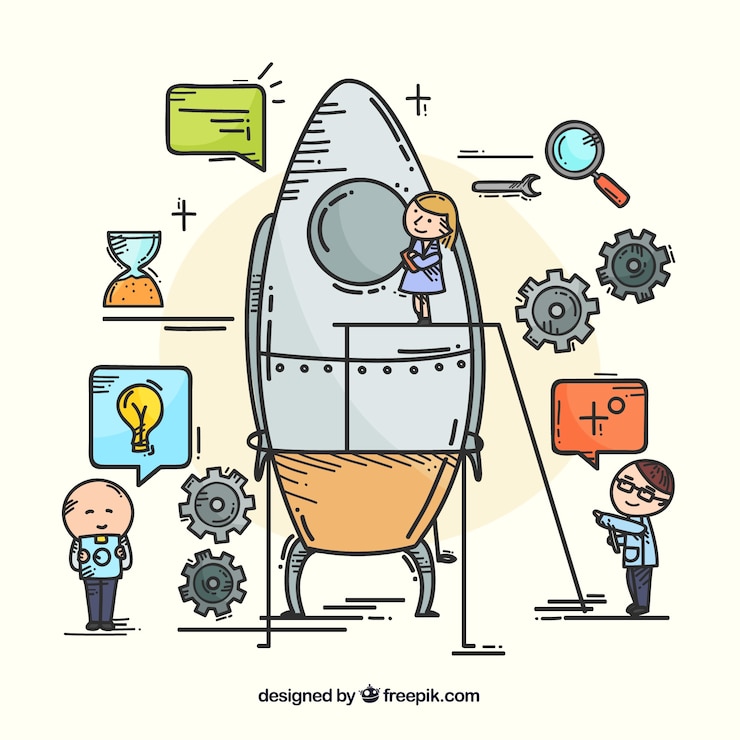 Free Vector team work background in hand drawn style