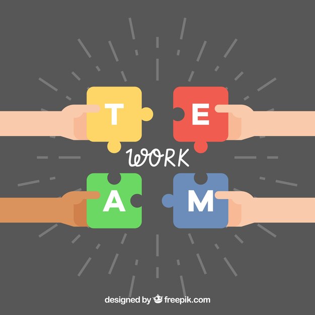 Free Vector team work background with puzzle design