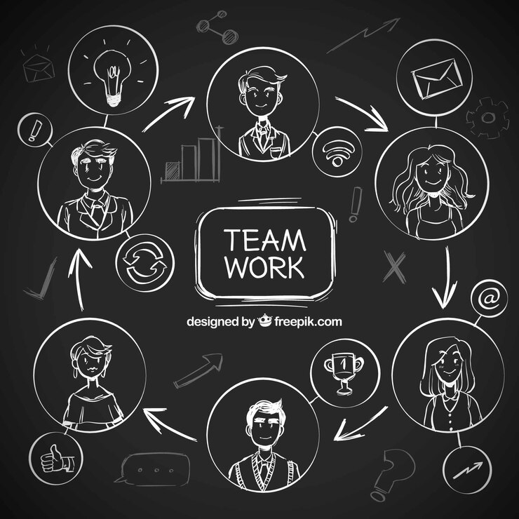 Free Vector team work concept on blackboard
