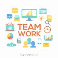 Free vector team work concept with flat design