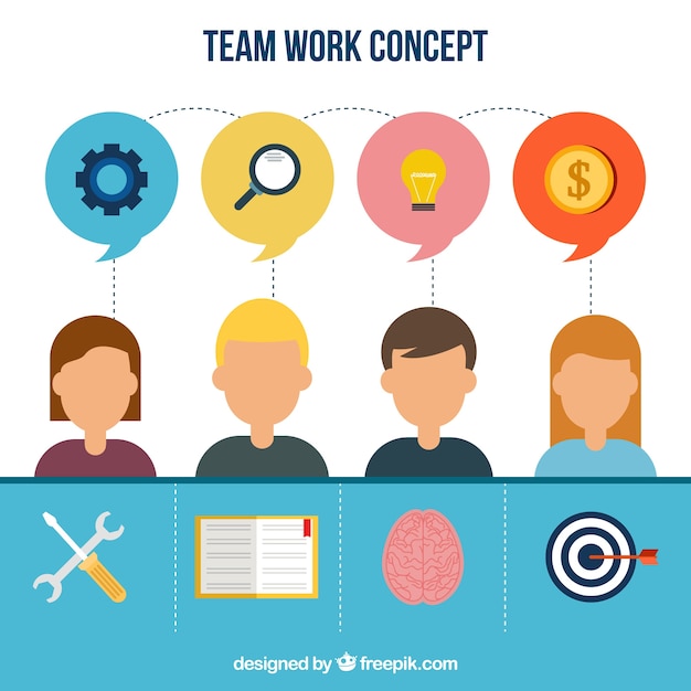 Free vector team work concept with flat design