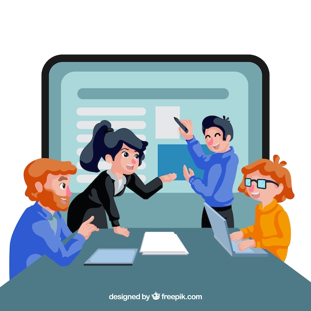 Team work concept with flat design