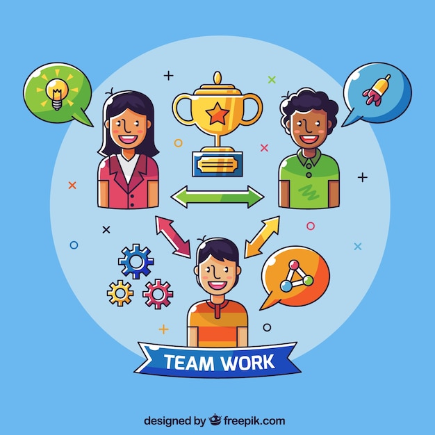 Free vector team work concept with flat design