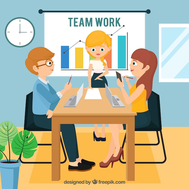 Free vector team work concept with flat design