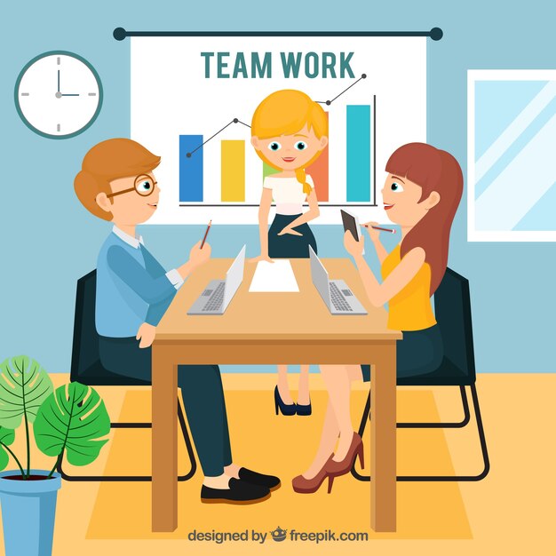 Team work concept with flat design