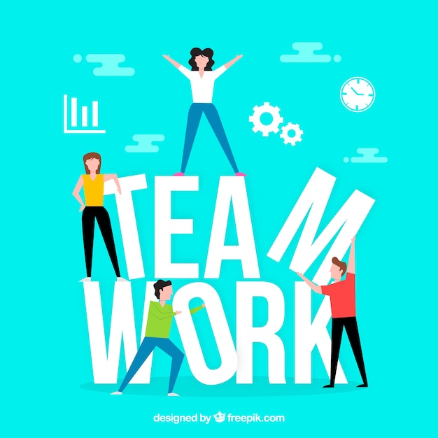 Free vector team work concept with flat design