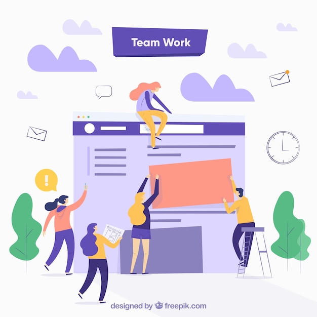 Free vector team work concept with flat design