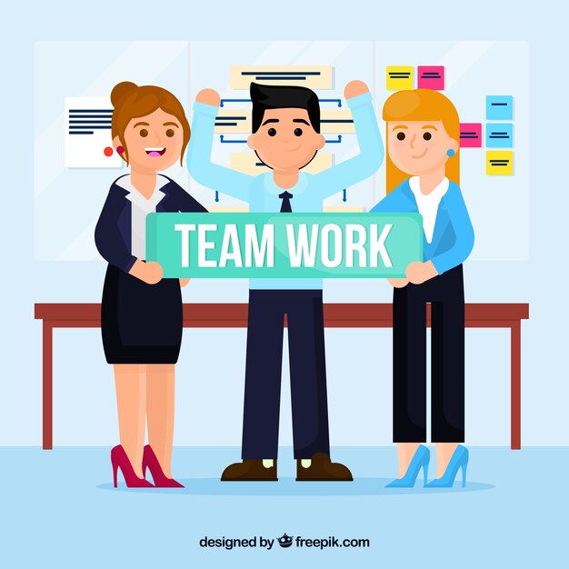 Team work concept with flat design