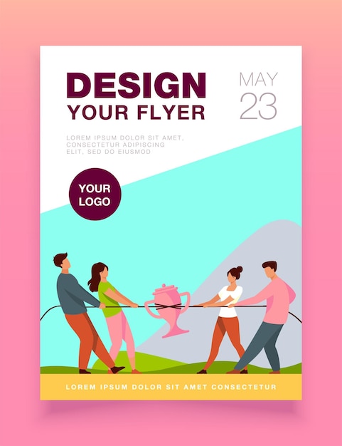 Free vector teams competing for prize flyer template