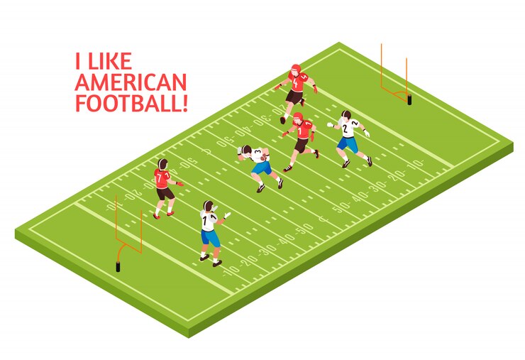 Free Vector teams of players during american football match on green play field isometric illustration