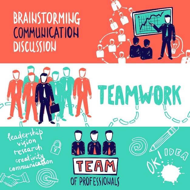 Free vector teamwork banners sketch