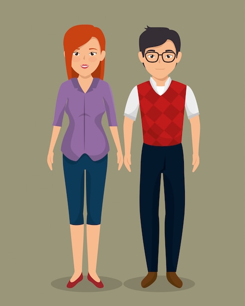 Free vector teamwork business couple icon