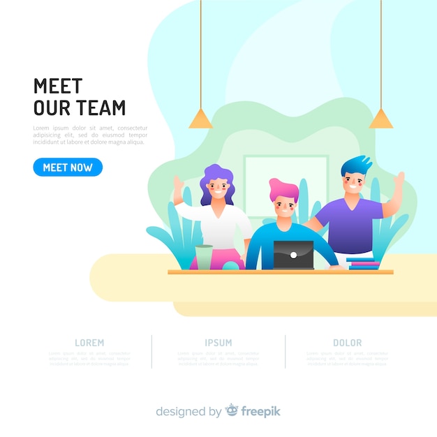 Teamwork concept for landing page