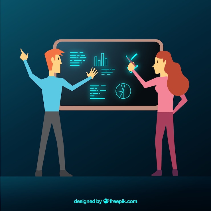 Free Vector teamwork concept with business presentation
