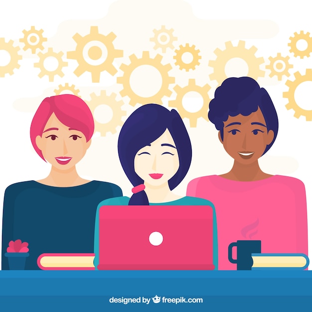 Free vector teamwork concept with businesswomen