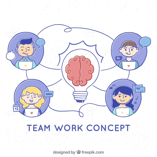 Teamwork concept with hand drawn style