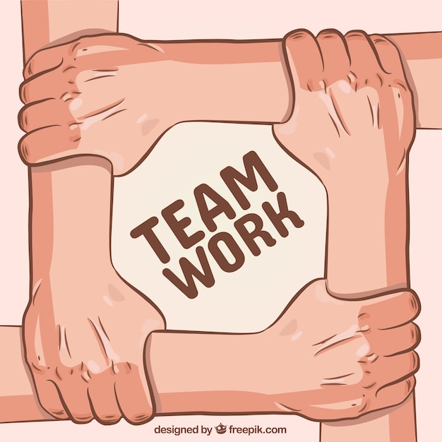 Free vector teamwork concept with hands touching arms