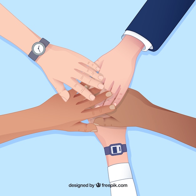 Free vector teamwork concept with hands