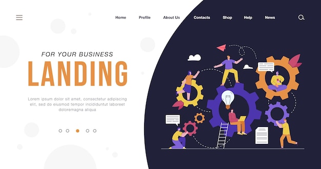 Free vector teamwork and engineering landing page