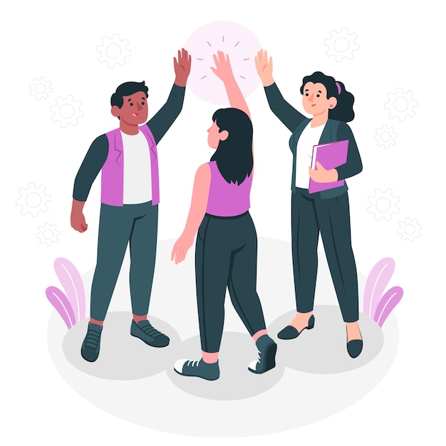 Teamwork high five concept illustration