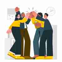 Free vector teamwork high five concept illustration