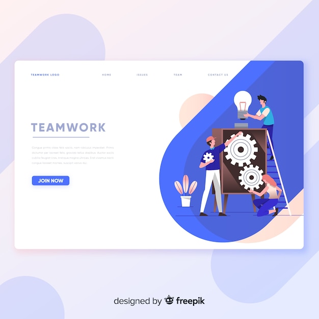 Free vector teamwork landing page template