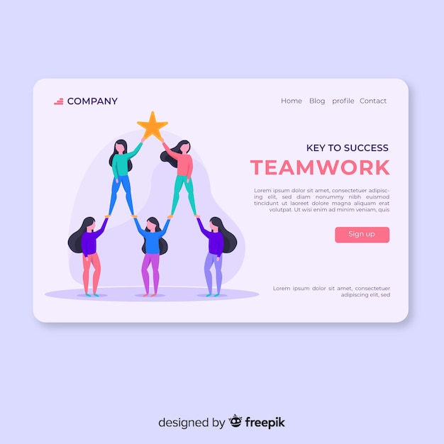 Free vector teamwork landing page