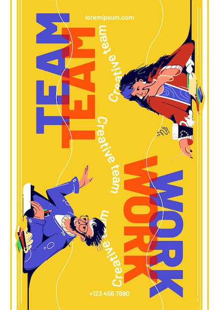 Teamwork Poster with Business People – Vector Templates for Free Download