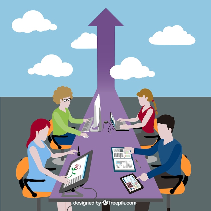 Free Vector teamwork progress concept