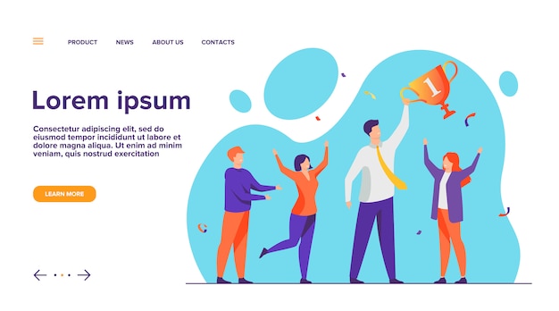 Teamwork and team success concept  landing page