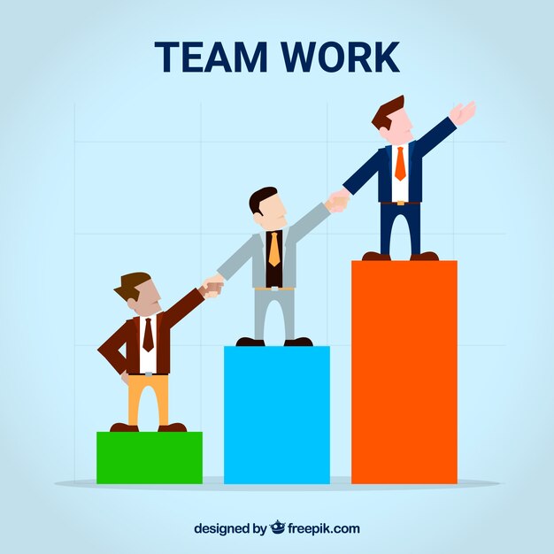 Teamwork with businessmen and graphic
