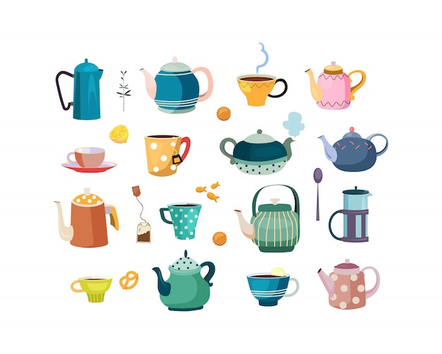 Teapots and cups set