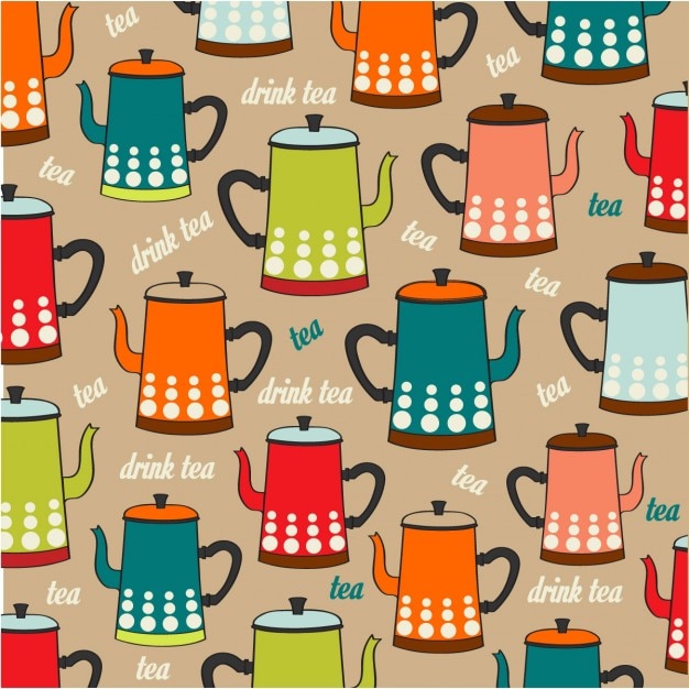 Vettore gratuito seamless pattern con bollitori d'epoca