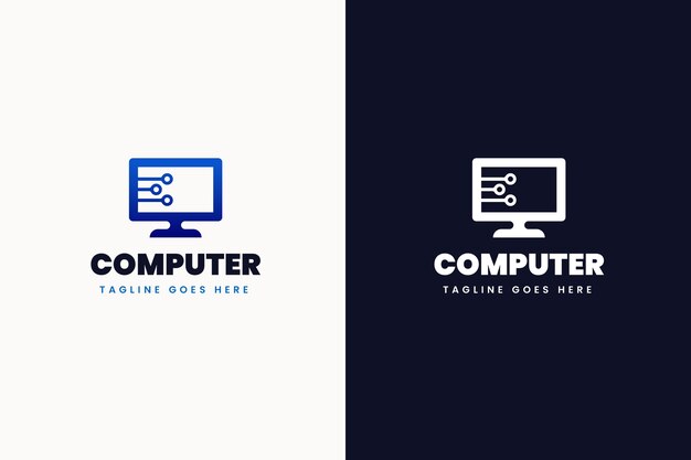 Шаблон логотипа tech computer