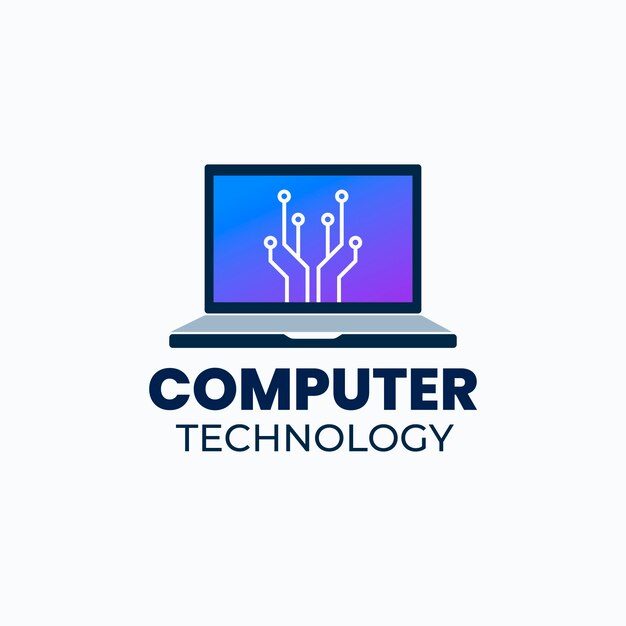 ハイテクコンピュータのロゴのテンプレート