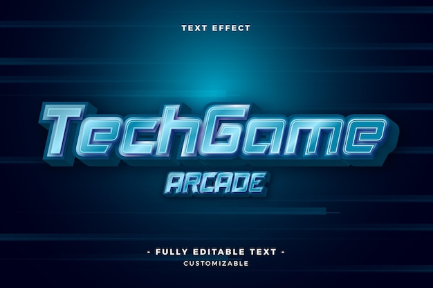 Free vector tech game arcade text effect