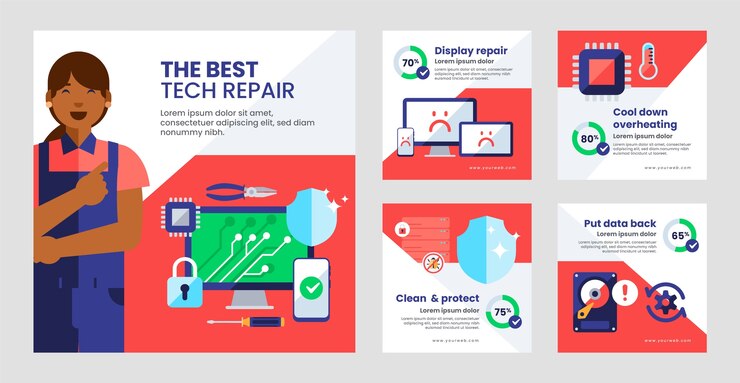 Free Vector tech repair instagram post template